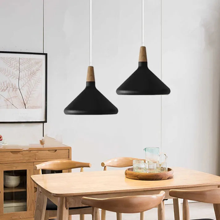 Gekleurde Hanglamp van Aluminium en Hout – Conisch Ontwerp van 18 cm 7