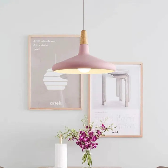 Gekleurde Hanglamp van Aluminium en Hout – Conisch Ontwerp van 18 cm 8