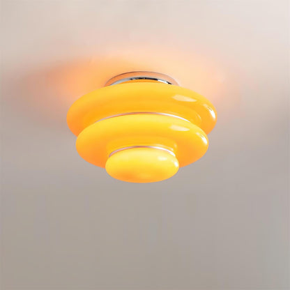 Gelaagde Plafondlamp met Honing-Oranje Glas en Chroomafwerking – Retro Plafonniere voor Woonkamer en Slaapkamer 7