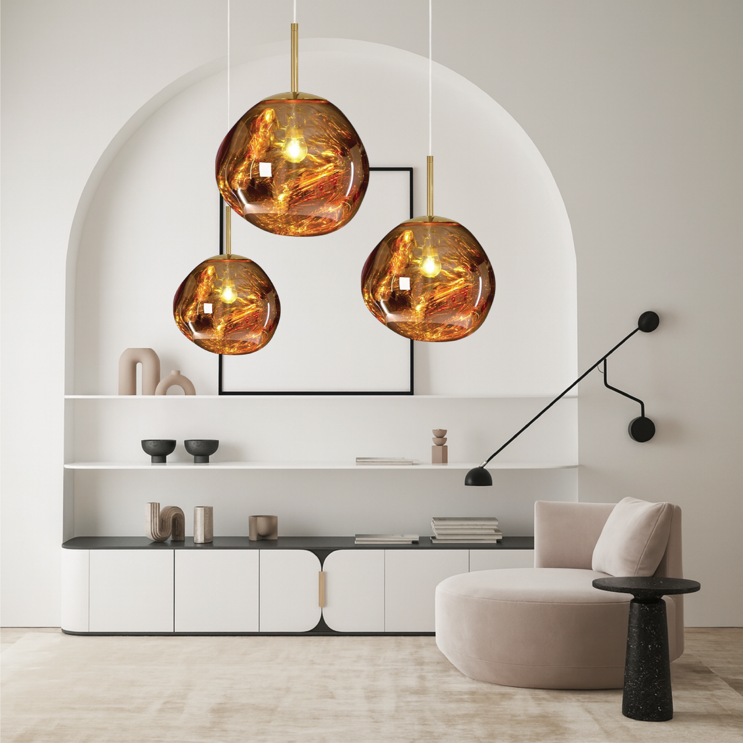 Hanglamp van Gesmolten Glas - Verstelbare LED Eetkamer Lamp voor Woonkamer en Eettafel, Organisch Ontwerp, Warm Wit Licht 3