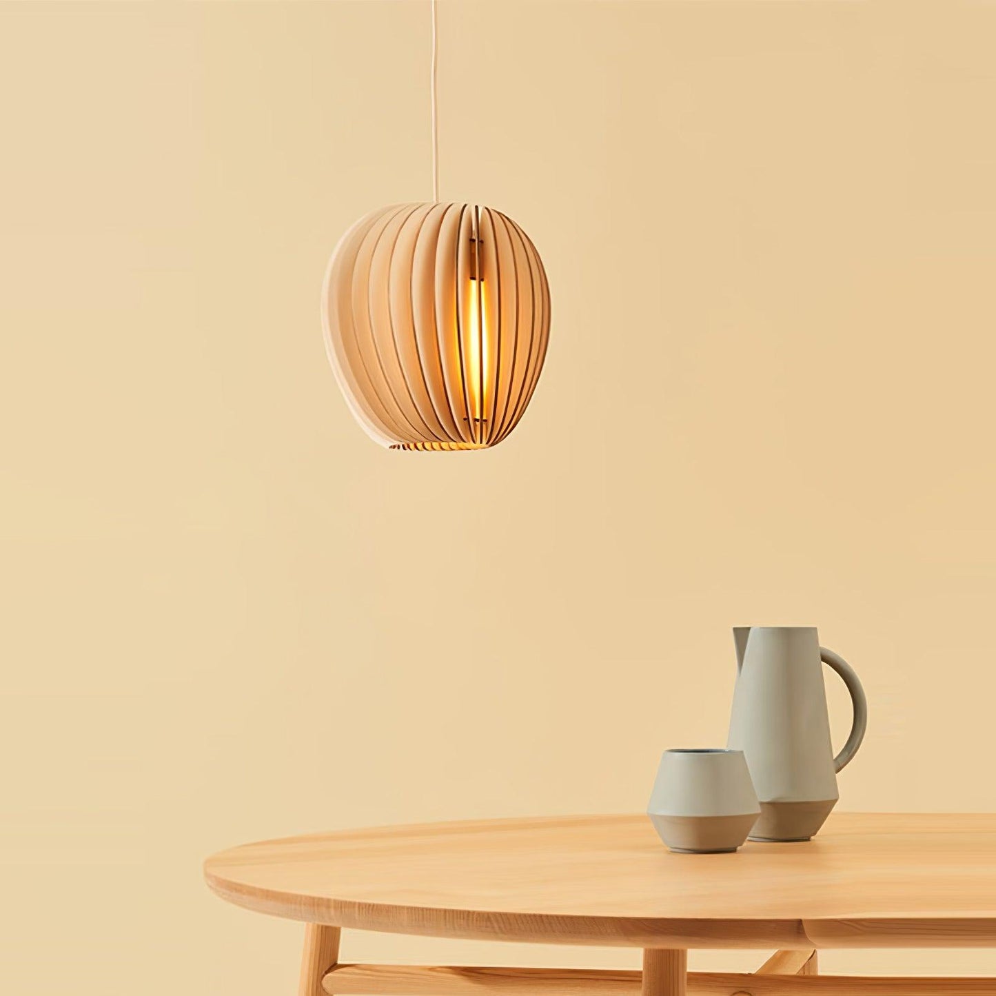 Hanglamp van Hout en Metaal - Moderne Verlichting voor Woonkamer, Eettafel of Slaapkamer - Scandinavisch Design, Diameter 40 cm 4