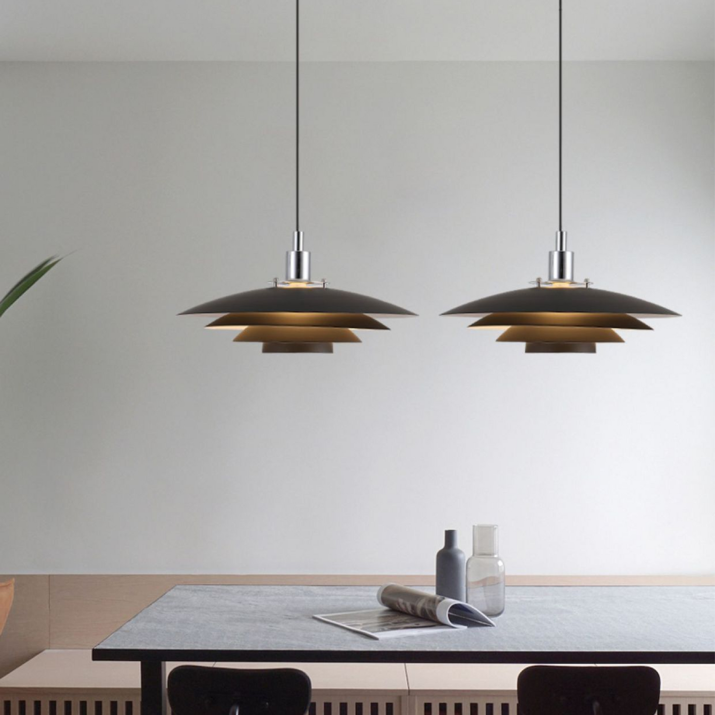 Industriele Hanglamp met Verstelbare Hoogte voor Eetkamer en Woonkamer - Metalen Gelaagd Ontwerp met Warm LED Licht 0