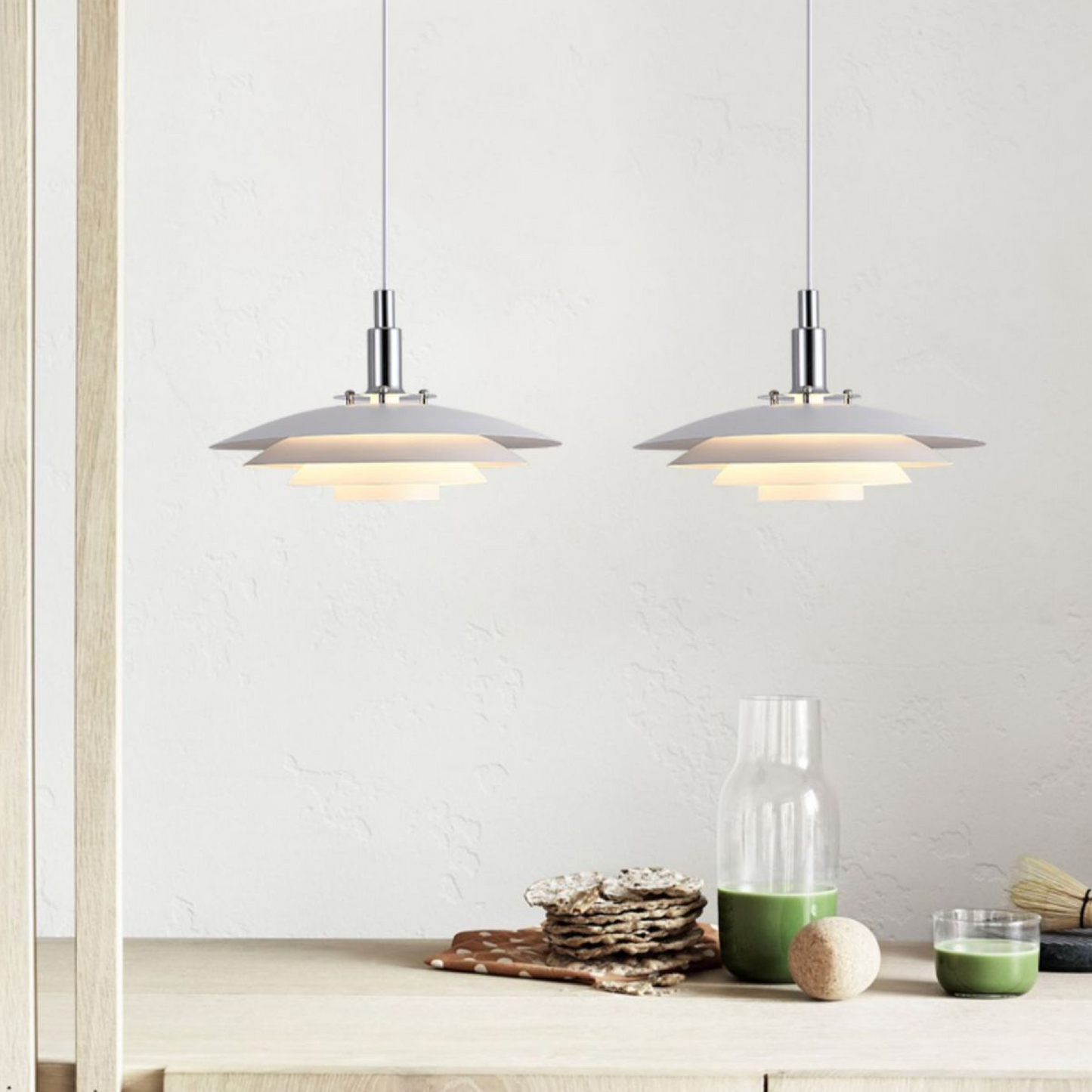 Industriele Hanglamp met Verstelbare Hoogte voor Eetkamer en Woonkamer - Metalen Gelaagd Ontwerp met Warm LED Licht 2