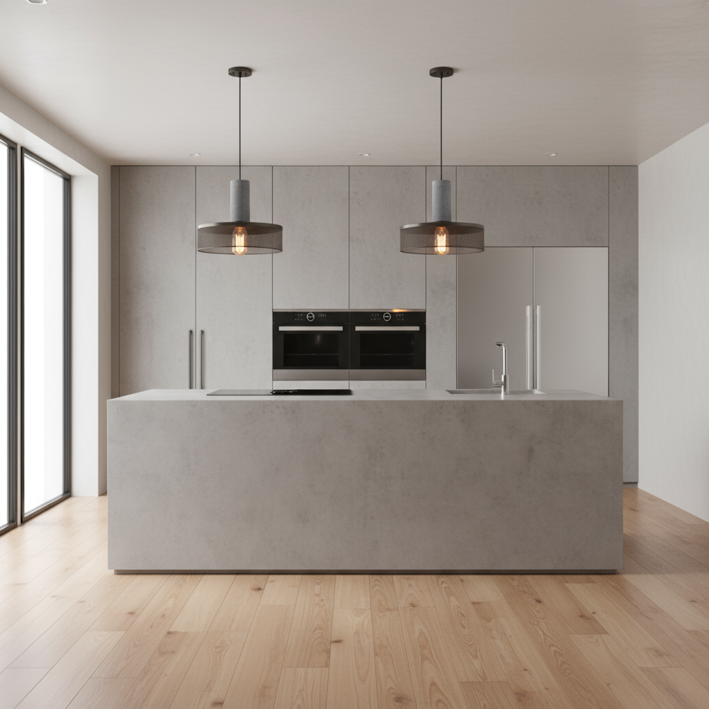 Industriële LED-hanglamp van Beton en IJzer met Aanpasbare Lichtkleuren 0