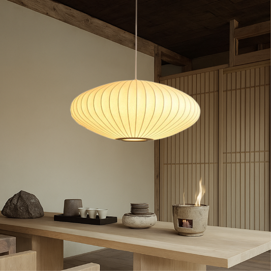 Italiaanse Zijden Hanglamp voor Eettafel met Verstelbare Hoogte en LED Verlichting – Luxe Woonkamer Lamp 1