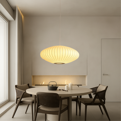 Italiaanse Zijden Hanglamp voor Eettafel met Verstelbare Hoogte en LED Verlichting – Luxe Woonkamer Lamp 6