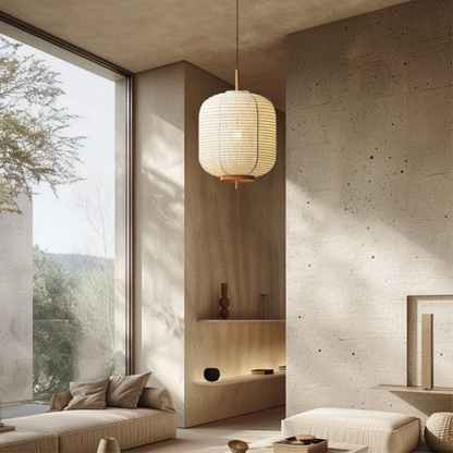 Japans Rijstpapier Hanglamp – Minimalistisch Design voor Woonkamer of Eetkamer met Warm Wit Licht – Verstelbare Kabel 150 cm 3
