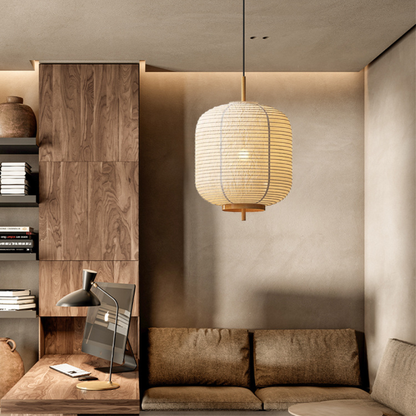 Japans Rijstpapier Hanglamp – Minimalistisch Design voor Woonkamer of Eetkamer met Warm Wit Licht – Verstelbare Kabel 150 cm 4