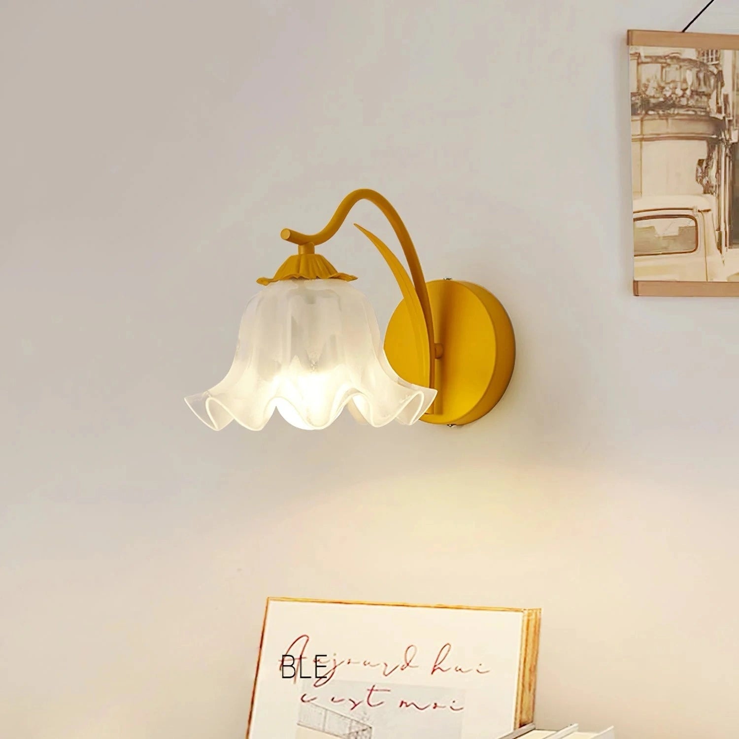 Landelijke Wandlamp met Acrylbloemen en Gouden Accenten – Sfeervolle Wandverlichting voor Binnen 7