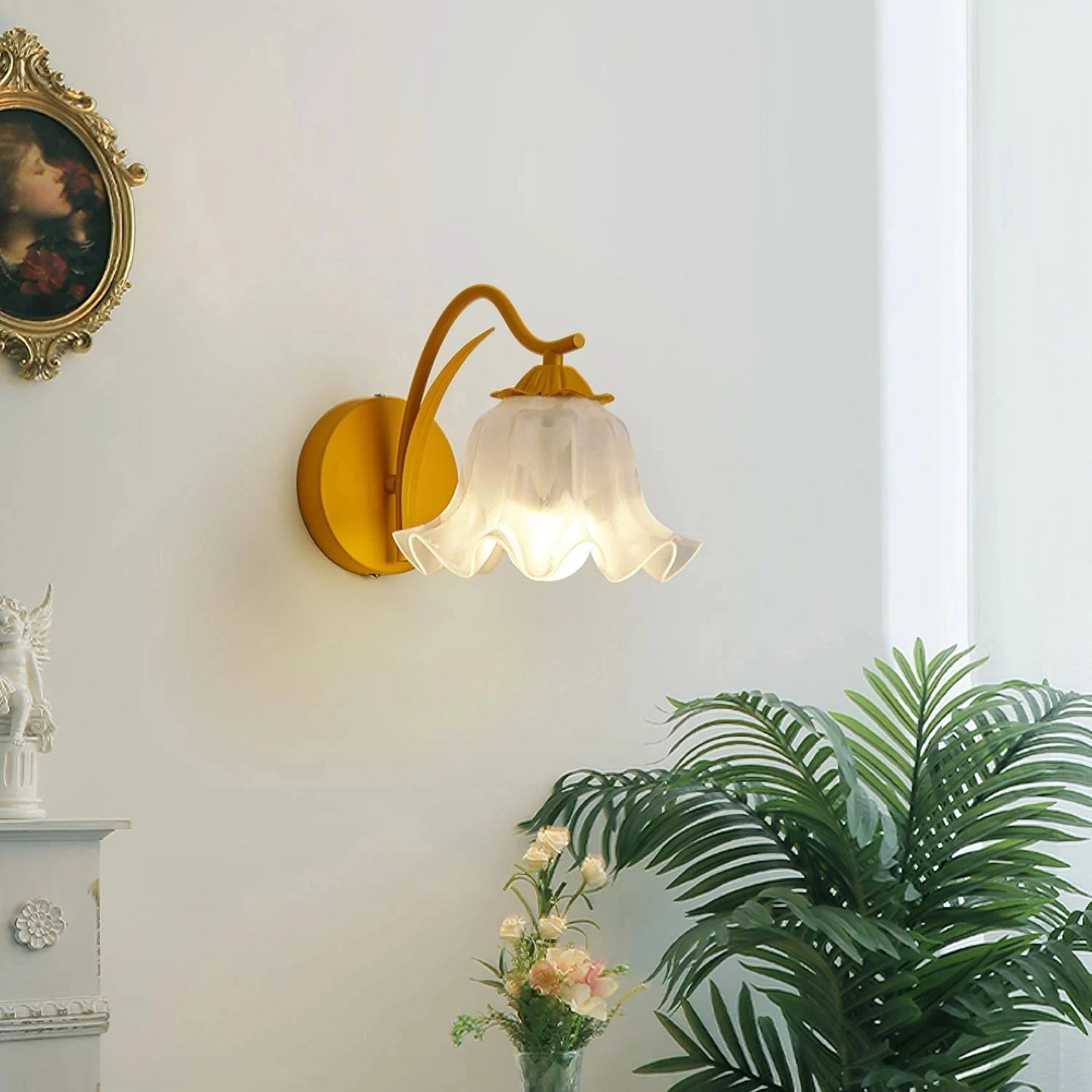 Landelijke Wandlamp met Acrylbloemen en Gouden Accenten – Sfeervolle Wandverlichting voor Binnen 8