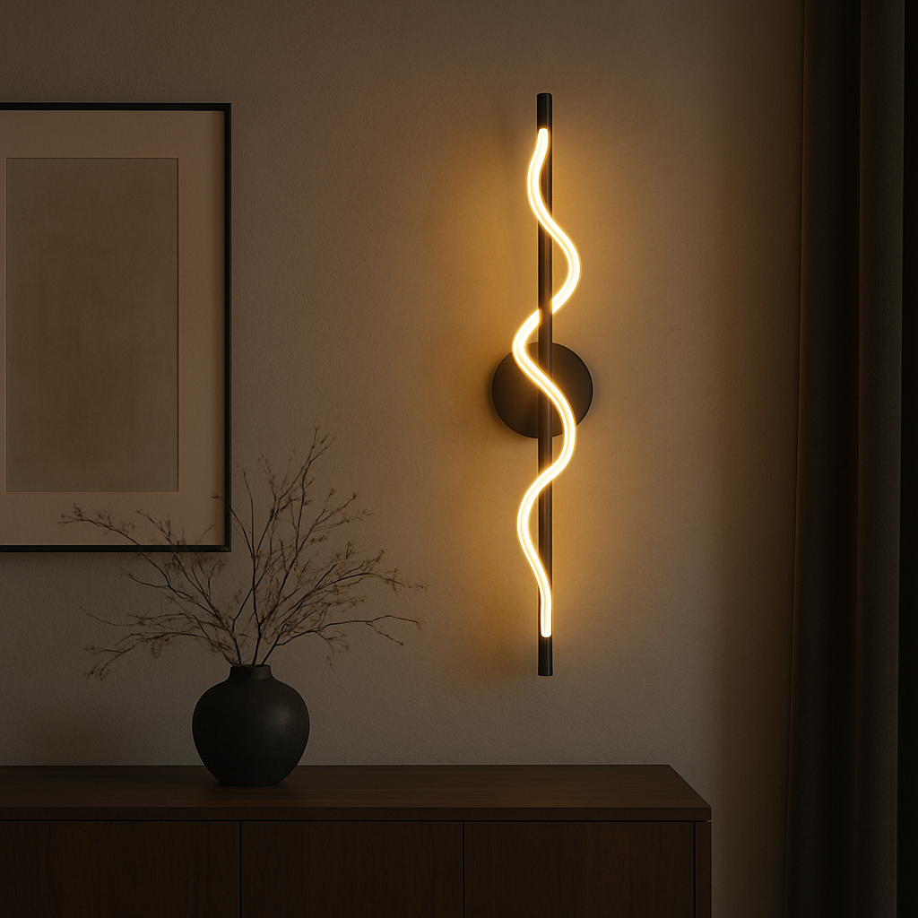 Lineaire Kromming Wandlamp met Geïntegreerde LED voor Binnen – Modern Design en Verstelbare Lichtsterkte, 25cm x 90cm/120cm 0
