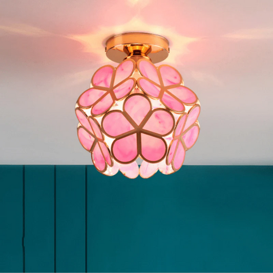 Luxe Glazen Plafondlamp met Bloemenontwerp - Energiezuinige LED Plafonniere voor Woonkamer en Slaapkamer 1