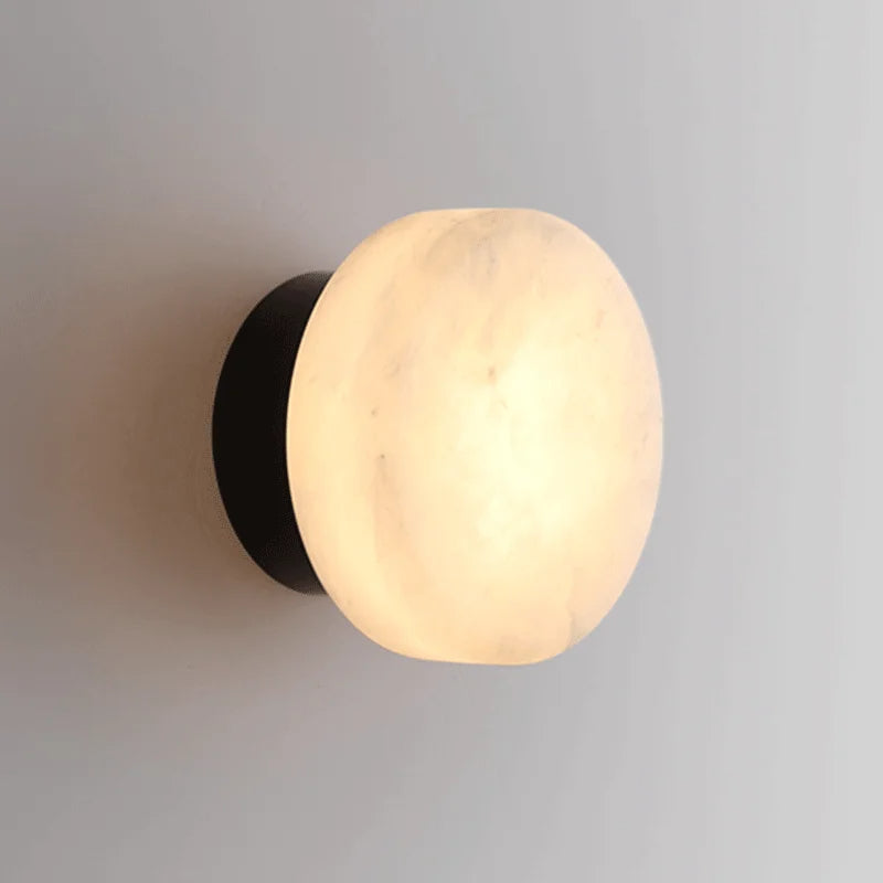 Marmeren Wandlamp met LED Verlichting – Minimalistisch Zwart Muurlamp voor Hal, Slaapkamer en Woonkamer 0
