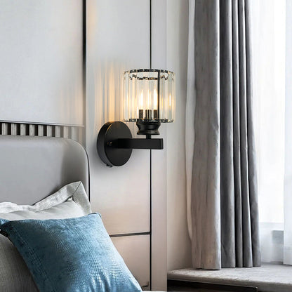 Matzwarte Wandlamp met Glazen Kap – Compacte Muurlamp voor Slaapkamer en Woonkamer 2