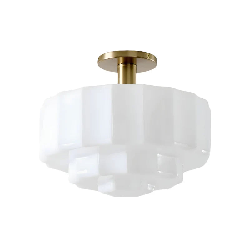 Minimalistische Plafondlamp van Melkglas – Gelaagde LED Plafonniere voor Slaapkamer en Woonkamer, Ø30 cm, Modern Design 0