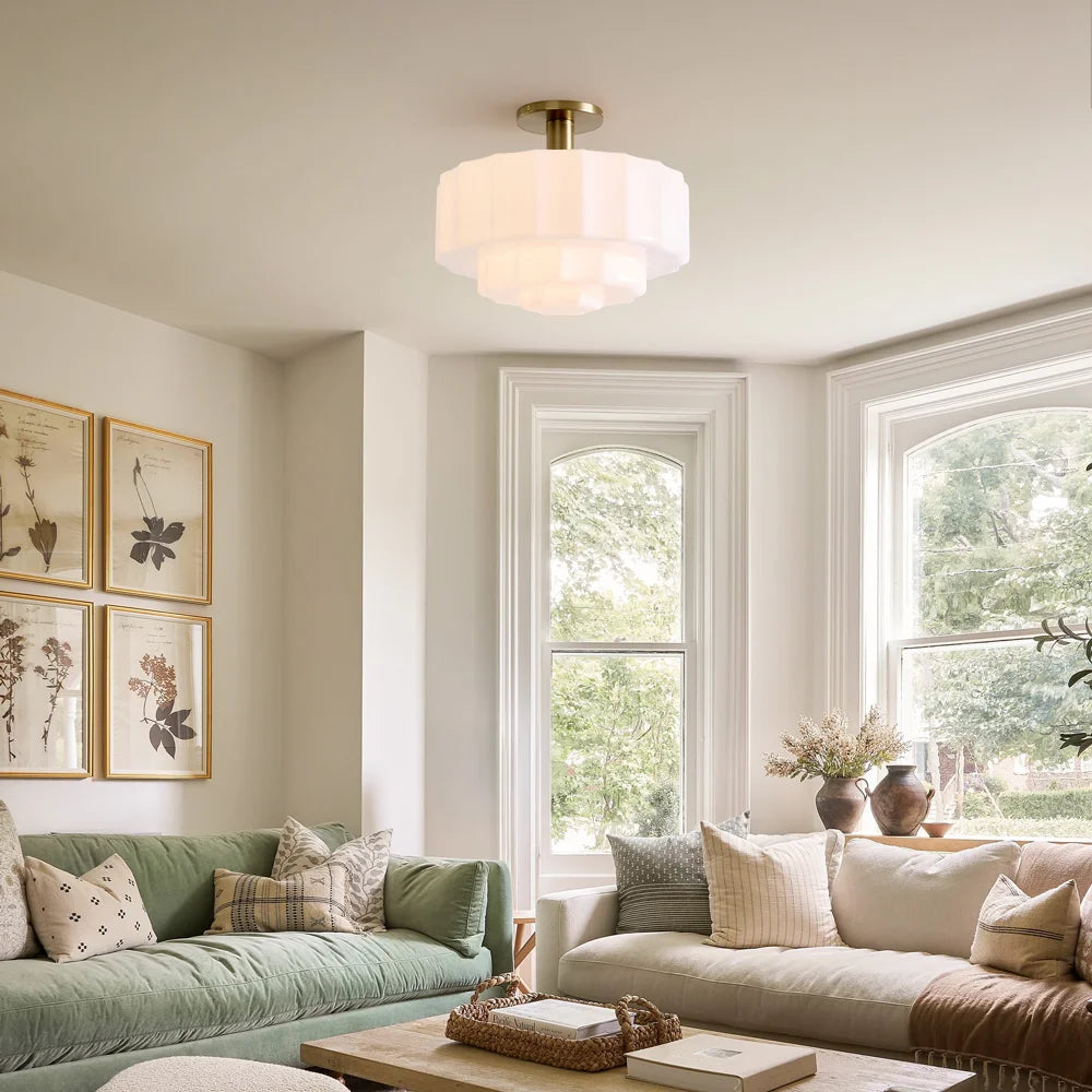 Minimalistische Plafondlamp van Melkglas – Gelaagde LED Plafonniere voor Slaapkamer en Woonkamer, Ø30 cm, Modern Design 5