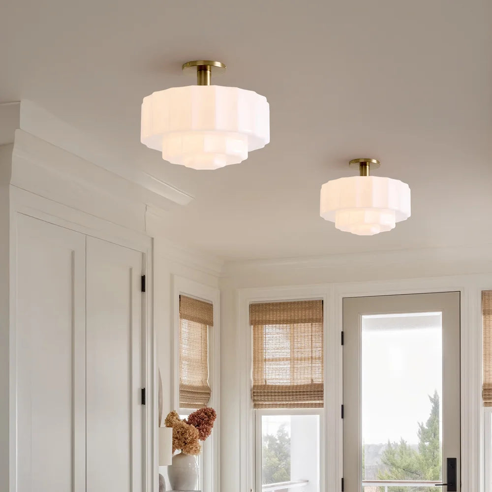 Minimalistische Plafondlamp van Melkglas – Gelaagde LED Plafonniere voor Slaapkamer en Woonkamer, Ø30 cm, Modern Design 8