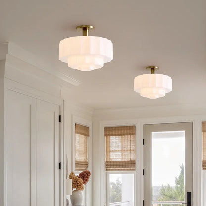 Minimalistische Plafondlamp van Melkglas – Gelaagde LED Plafonniere voor Slaapkamer en Woonkamer, Ø30 cm, Modern Design 8