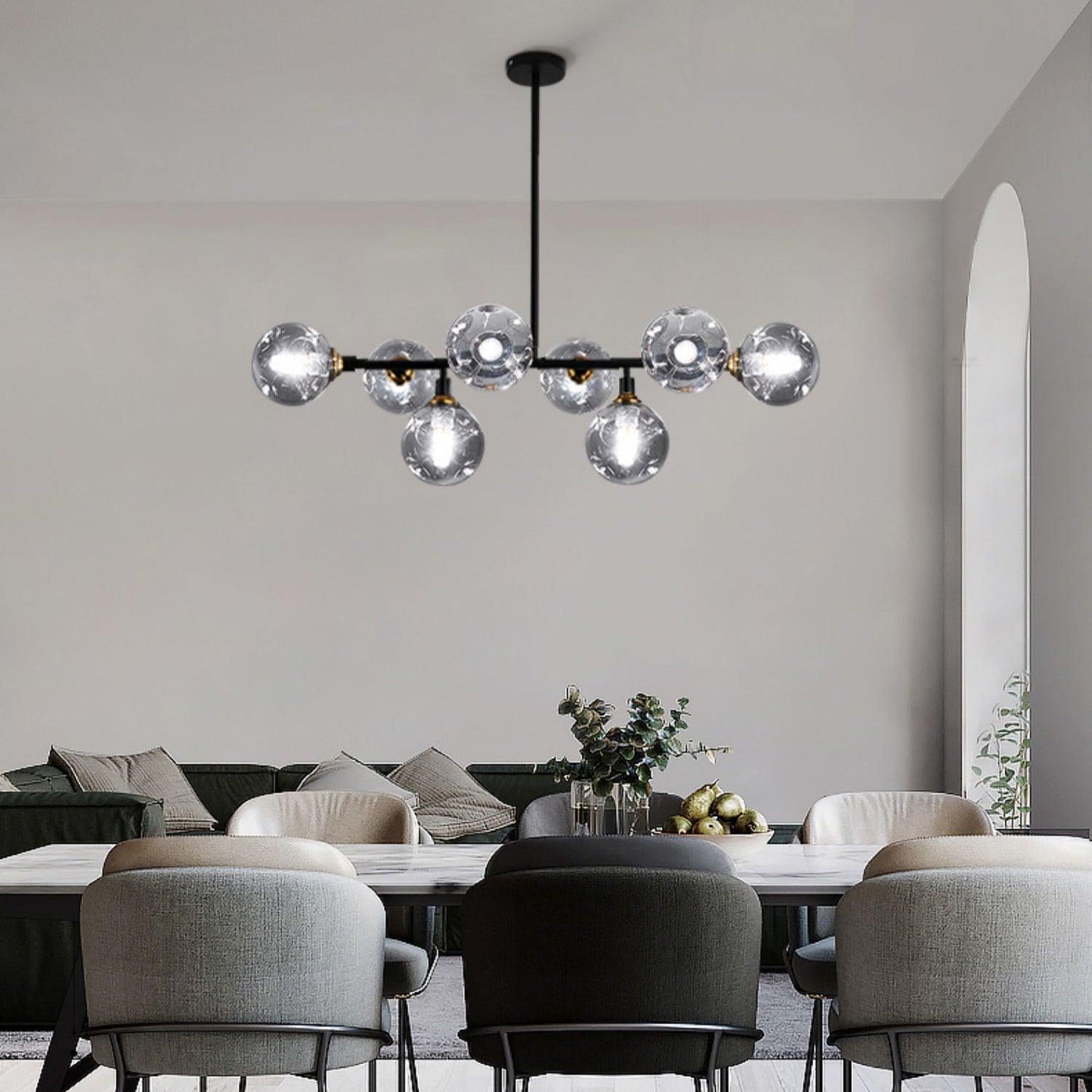 Moderne Hanglamp Zwart met Glazen Kappen voor Eettafel en Woonkamer – Stijlvolle Verlichting voor Elke Ruimte 3