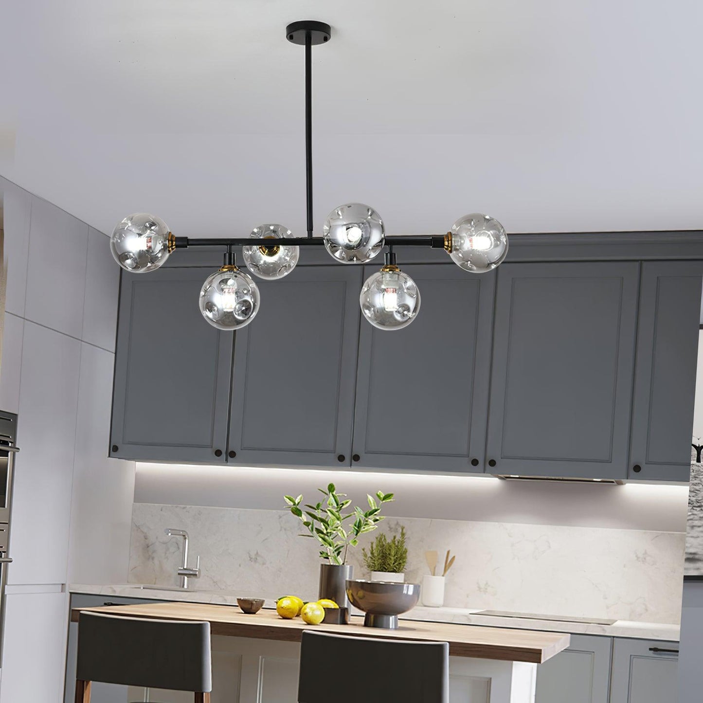 Moderne Hanglamp Zwart met Glazen Kappen voor Eettafel en Woonkamer – Stijlvolle Verlichting voor Elke Ruimte 5