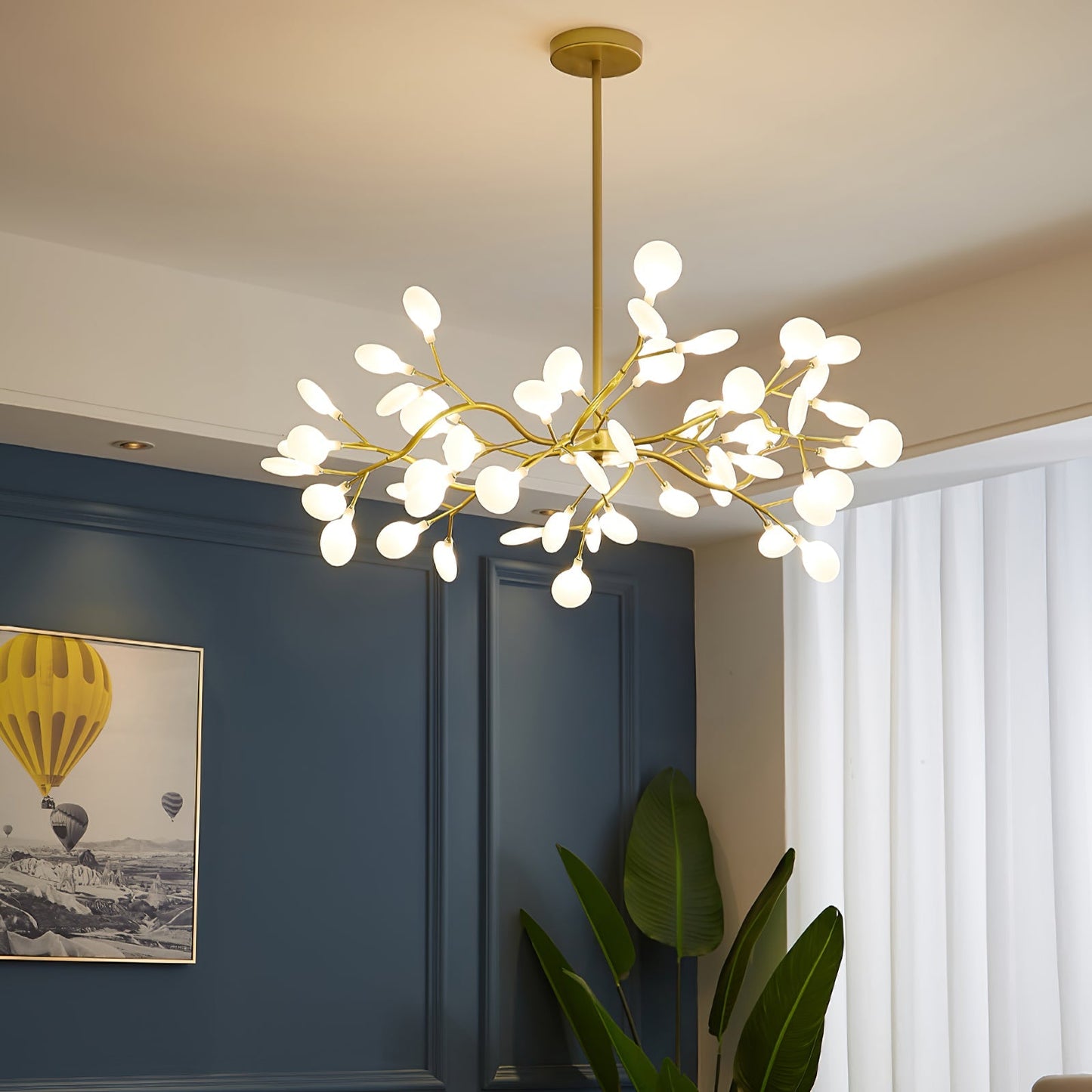 Moderne Hanglamp met Witte Acryl Lampkoppen voor Woonkamer of Slaapkamer – Organisch Design en LED Verlichting 2