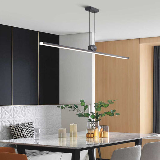 Moderne Lineaire Hanglamp in Zwart Aluminium met Dimbare LED en Instelbare Lichtkleuren 1