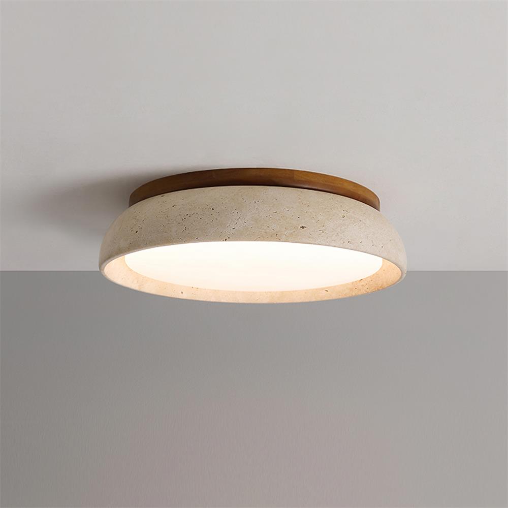 Moderne Plafondlamp van Travertin en Hout met LED Verlichting – Warm Wit Licht 3000K voor Slaapkamer en Woonkamer 5