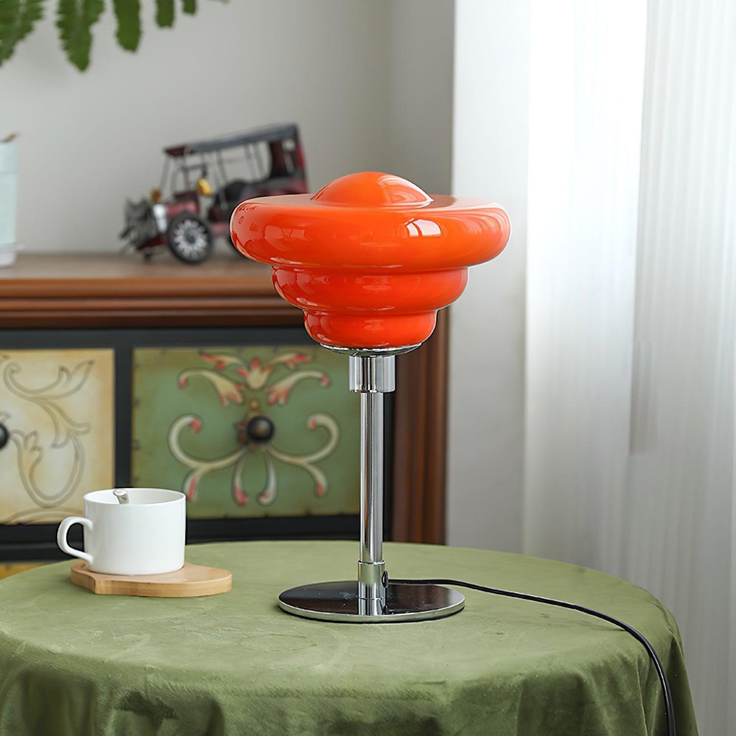 Moderne Tafellamp met Glazen Lampenkap en Metaal – Verkrijgbaar in Wit, Beige, Roze, Blauw, Oranje en Chroom 6