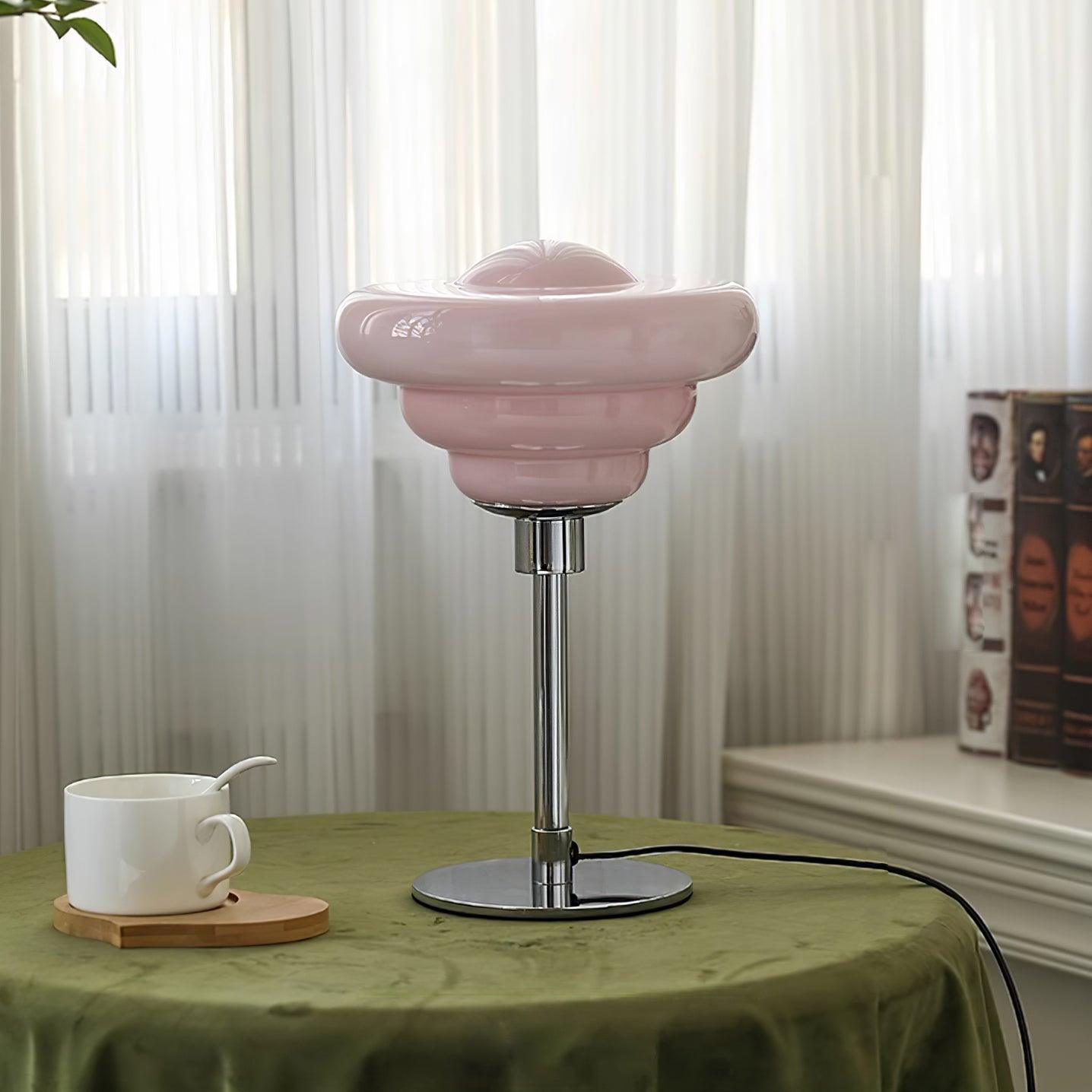 Moderne Tafellamp met Glazen Lampenkap en Metaal – Verkrijgbaar in Wit, Beige, Roze, Blauw, Oranje en Chroom 7