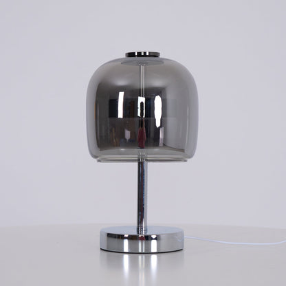 Moderne Tafellamp met Rookgrijs Glas en Verchroomde Voet - LED met Driekleurige Lichtinstellingen en USB Aansluiting 1