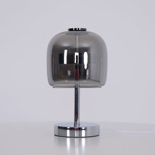 Moderne Tafellamp met Rookgrijs Glas en Verchroomde Voet - LED met Driekleurige Lichtinstellingen en USB Aansluiting 1