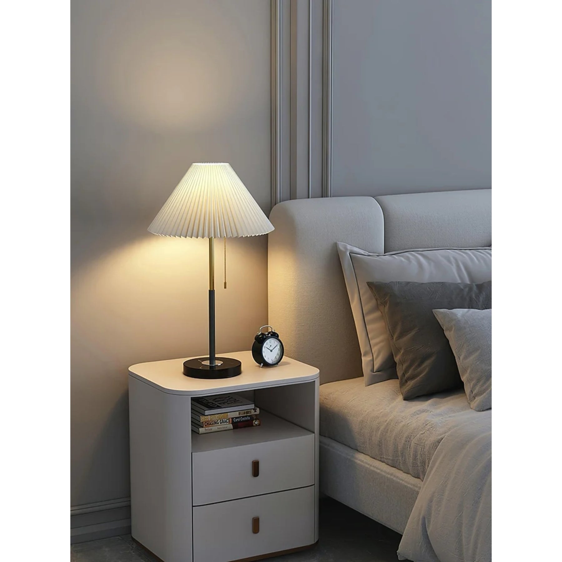 Moderne Tafellamp met Stofenkap en Marmeren Voet - Dimbaar Warm Licht 2800K 6