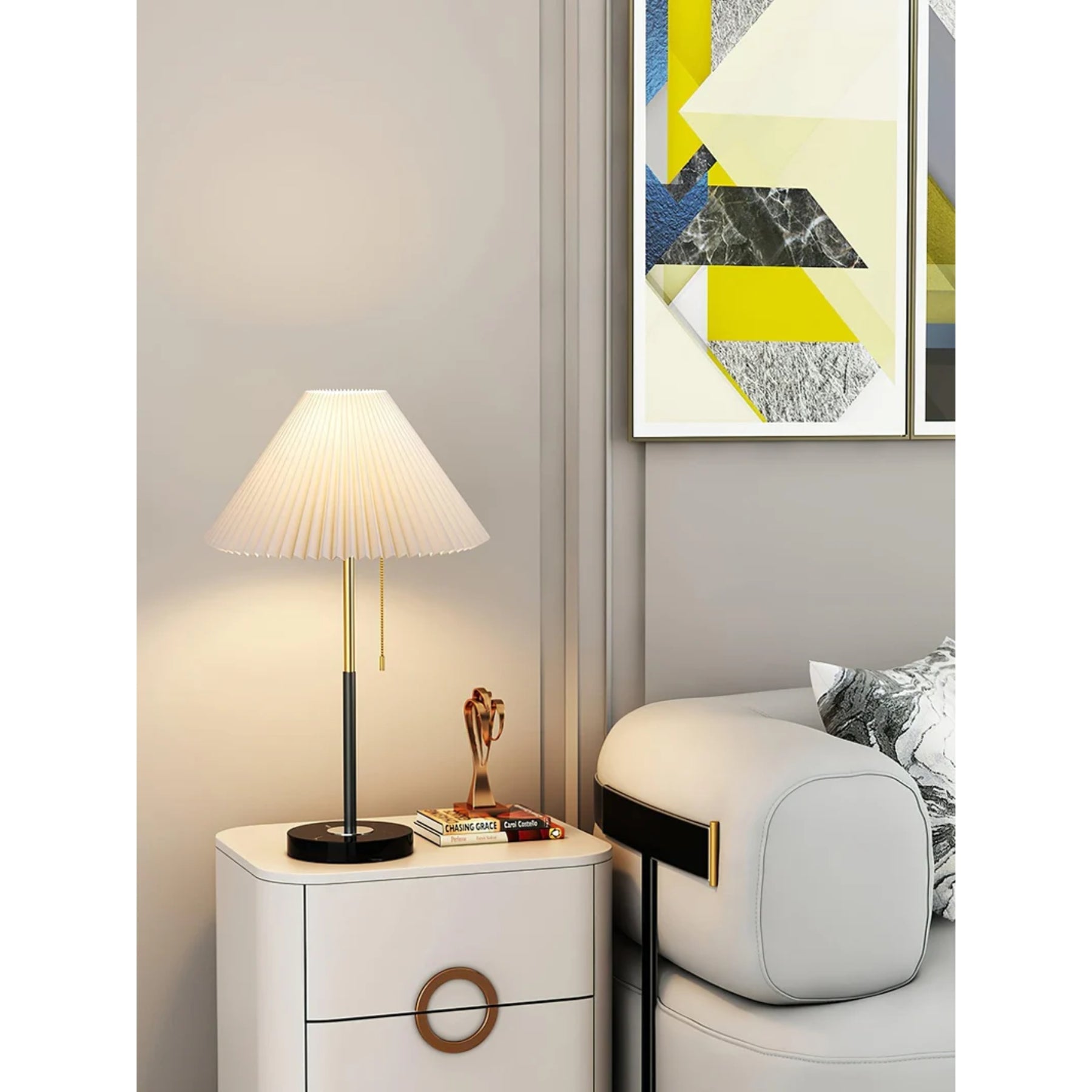 Moderne Tafellamp met Stofenkap en Marmeren Voet - Dimbaar Warm Licht 2800K 7