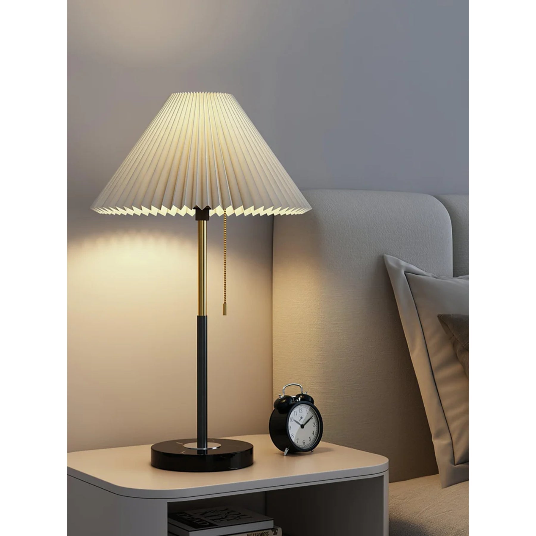 Moderne Tafellamp met Stofenkap en Marmeren Voet - Dimbaar Warm Licht 2800K 8