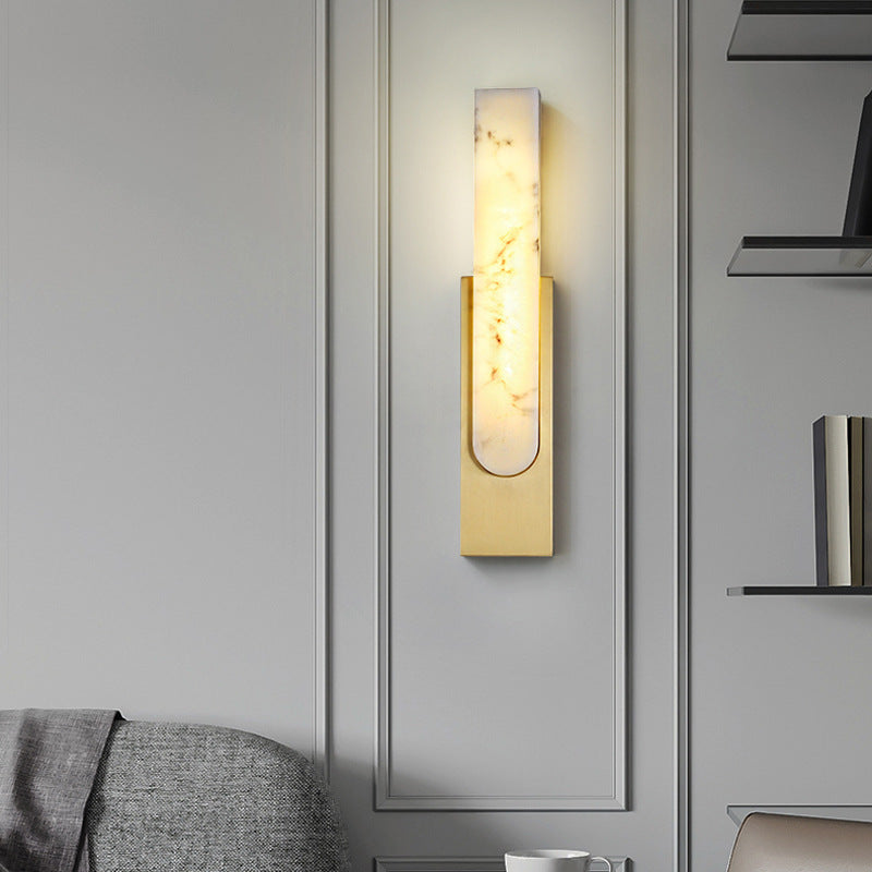 Moderne Wandlamp Goudkleurig met Echt Marmer en LED Verlichting – Minimalistisch Design voor Binnen 3