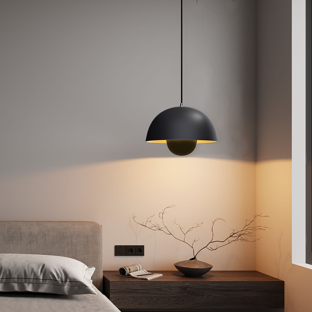 Moderne Zwarte Hanglamp voor Eettafel en Slaapkamer – Stijlvolle Woonkamer Lamp met Bloemknop Design 1