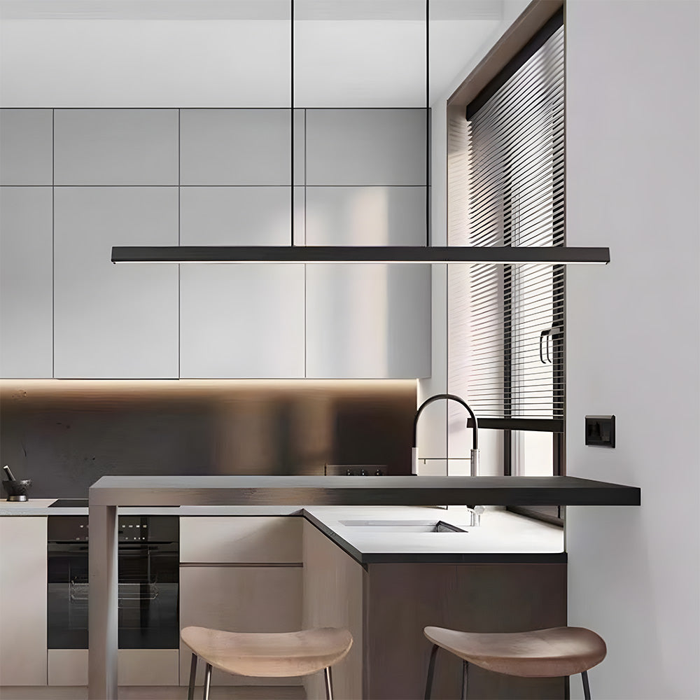 Moderne Zwarte Hanglamp voor Eettafel met Verstelbare Hoogte en LED Verlichting - Industrieel Minimalistisch Design 8