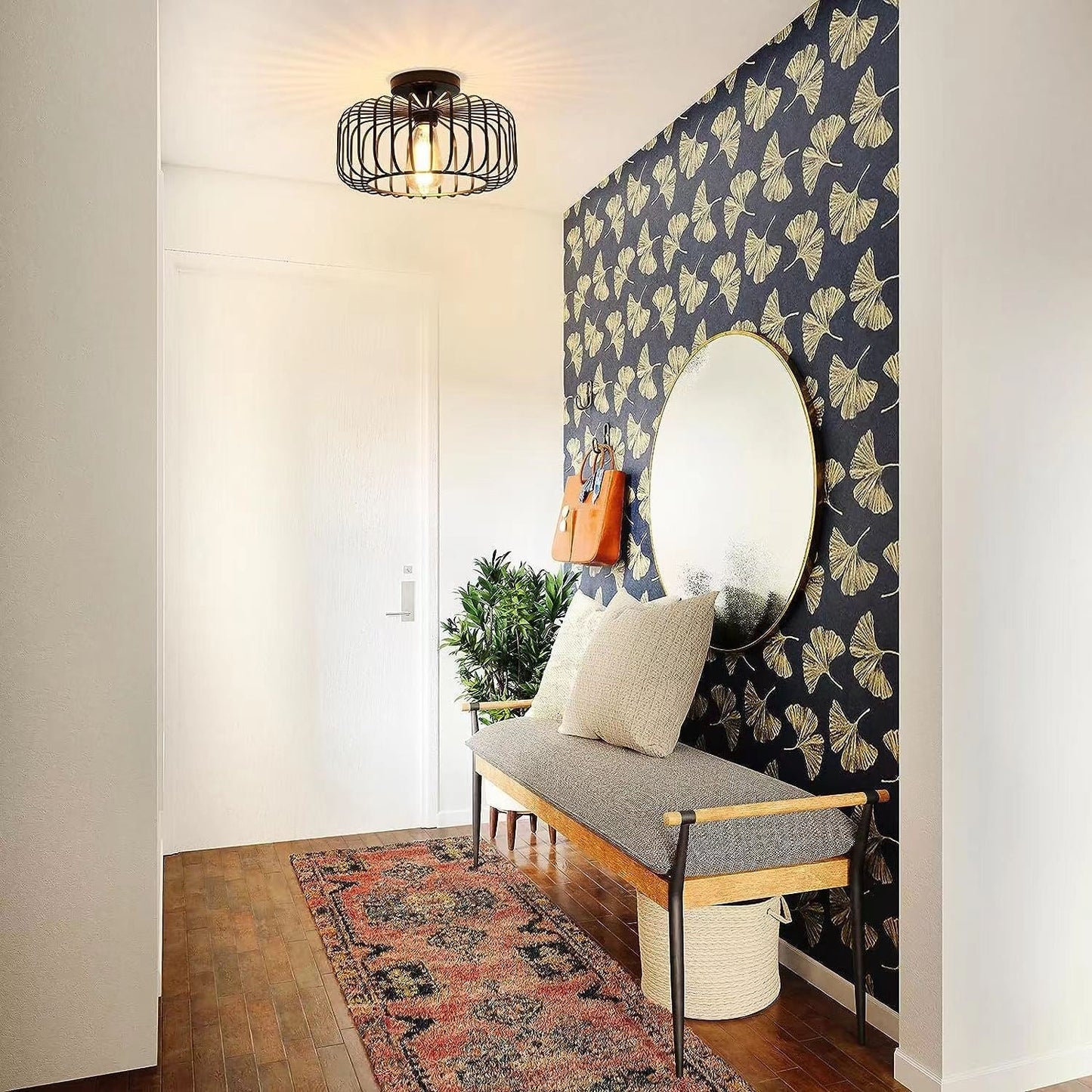 Moderne Zwarte Plafondlamp in Vogelkooi-Stijl met LED – Industrieel Design voor Minimalistische Interieurs 3