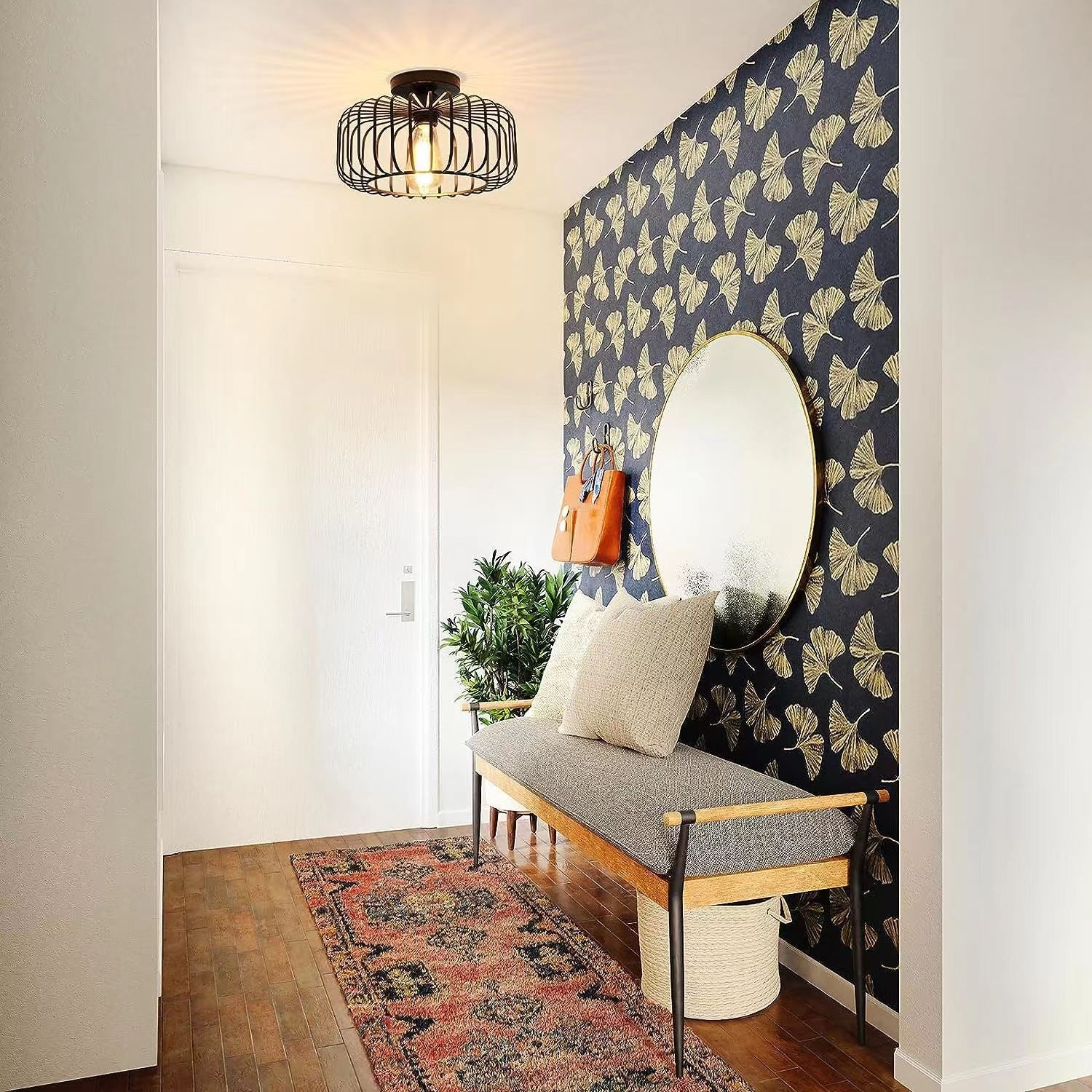 Moderne Zwarte Plafondlamp in Vogelkooi-Stijl met LED – Industrieel Design voor Minimalistische Interieurs 3