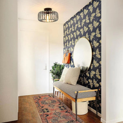 Moderne Zwarte Plafondlamp in Vogelkooi-Stijl met LED – Industrieel Design voor Minimalistische Interieurs 3