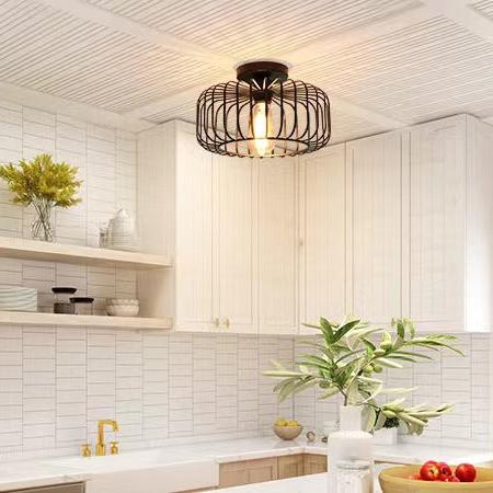 Moderne Zwarte Plafondlamp in Vogelkooi-Stijl met LED – Industrieel Design voor Minimalistische Interieurs 5