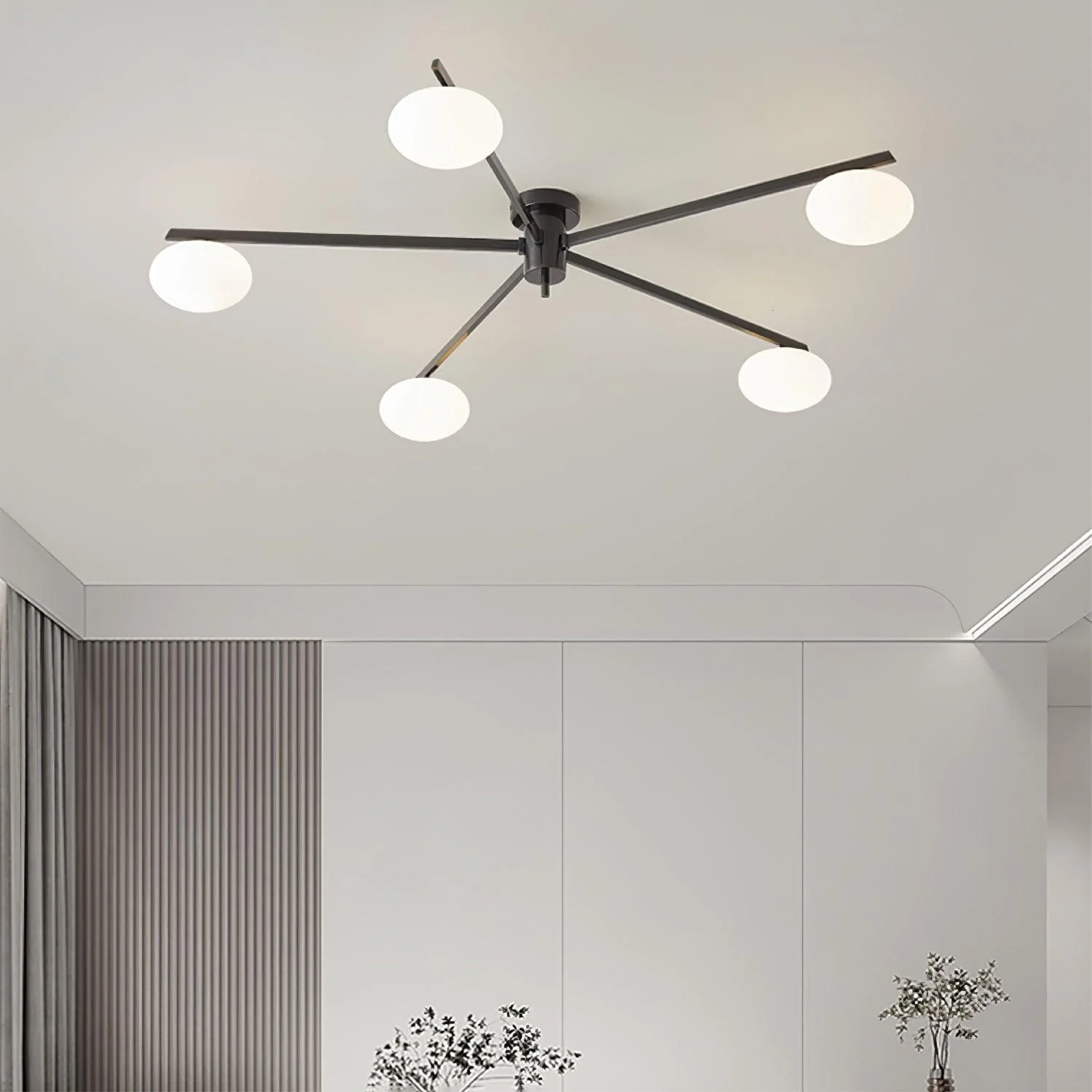 Moderne Zwarte Plafondlamp met LED Verlichting en Minimalistisch Ontwerp – Verkrijgbaar in 3, 5 of 6 Koppen 3
