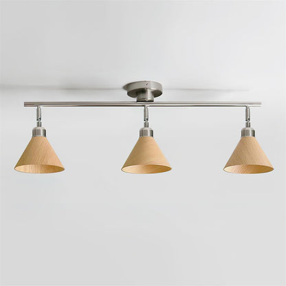 Moderne Zwarte Plafondlamp met Verstelbare Houten Kappen en Metalen Frame voor Keuken en Eetkamer 0