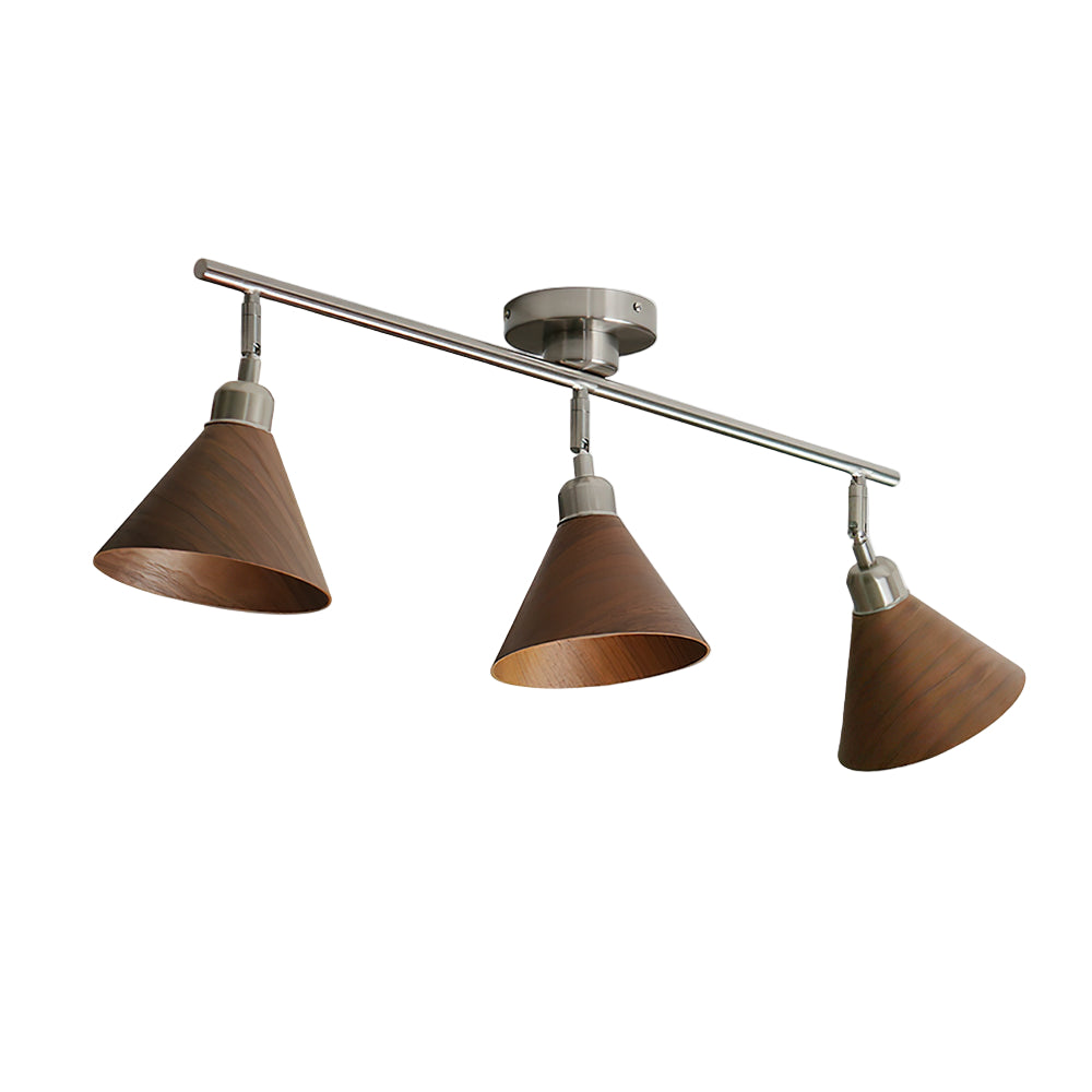Moderne Zwarte Plafondlamp met Verstelbare Houten Kappen en Metalen Frame voor Keuken en Eetkamer 1