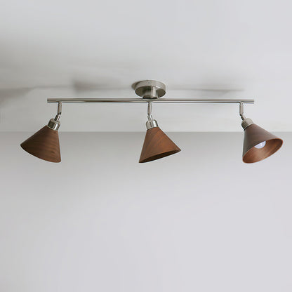 Moderne Zwarte Plafondlamp met Verstelbare Houten Kappen en Metalen Frame voor Keuken en Eetkamer 2