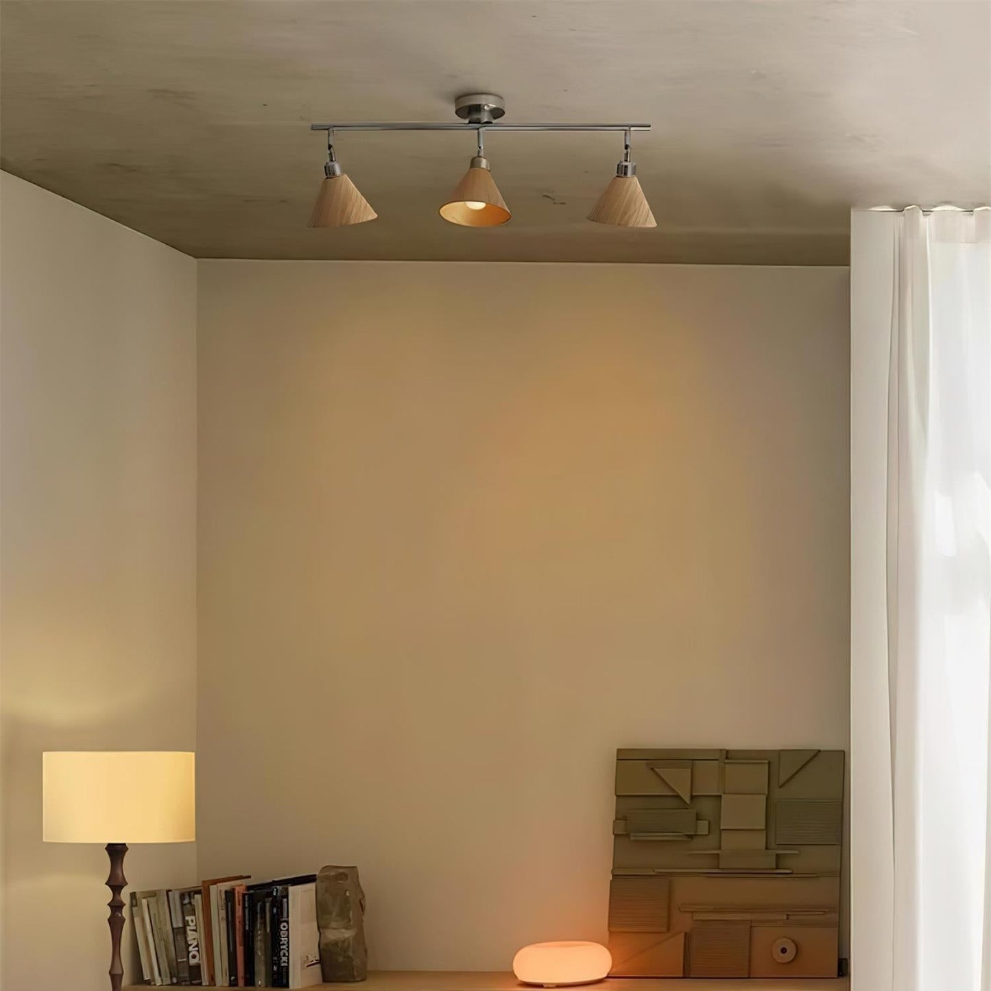 Moderne Zwarte Plafondlamp met Verstelbare Houten Kappen en Metalen Frame voor Keuken en Eetkamer 6