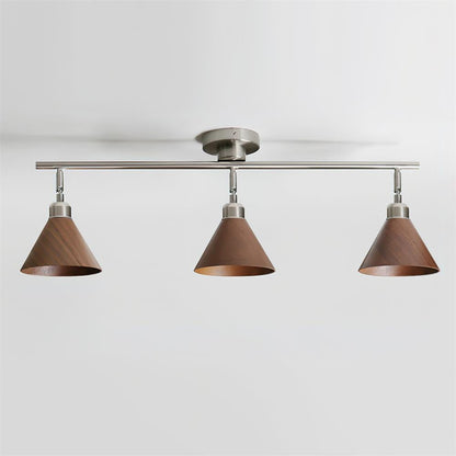 Moderne Zwarte Plafondlamp met Verstelbare Houten Kappen en Metalen Frame voor Keuken en Eetkamer 8
