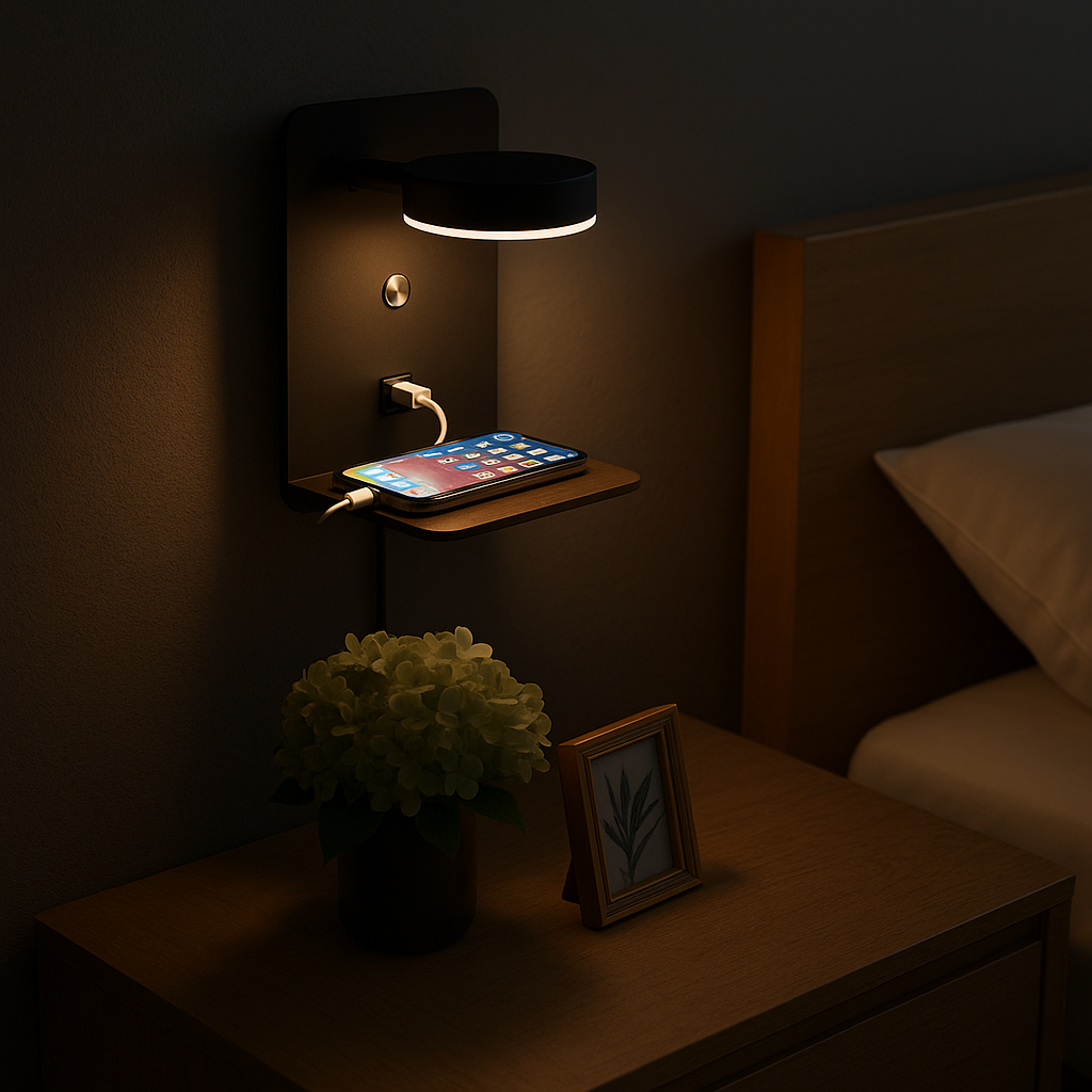 Nachtlamp met 330° Draaibaarheid en USB Oplaadstation – Multifunctioneel Nachtlampje voor Slaapkamer 0