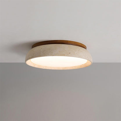 Plafondlamp van Travertin en Hout met LED Verlichting – Minimalistisch Ontwerp voor Binnen en Buiten 0