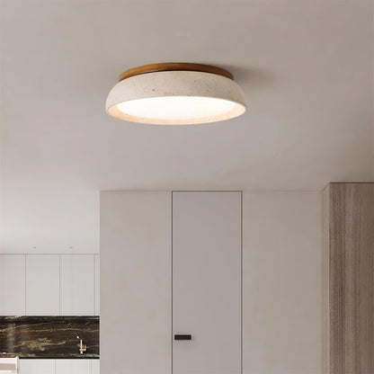 Plafondlamp van Travertin en Hout met LED Verlichting – Minimalistisch Ontwerp voor Binnen en Buiten 3